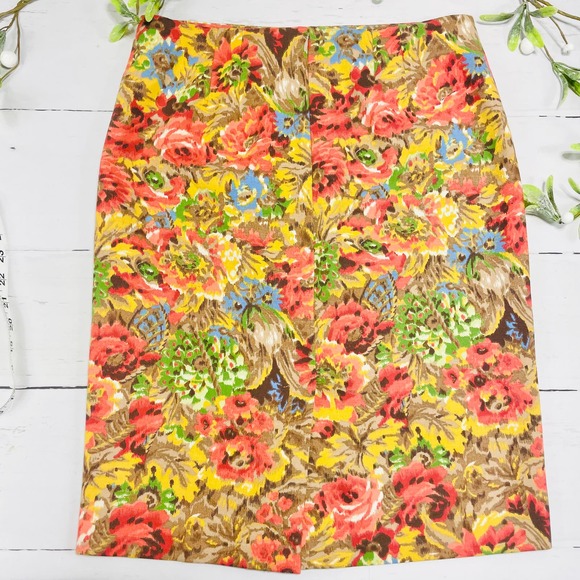 Tablots Beige Floral Pencil Skirt - Size 6 - Picture 4 of 8
